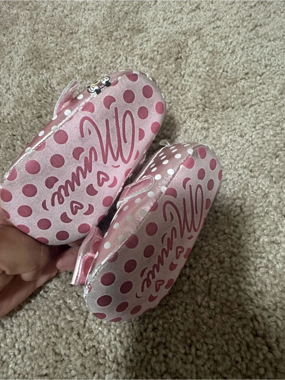 Disney Baby Rose Gold Polka Dot Mary Jane Shoes